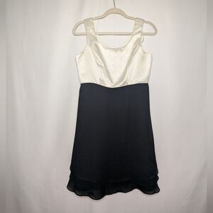 Night Way Collections Vintage Womens Cream and Black Ruffled A-Line Mini Dress